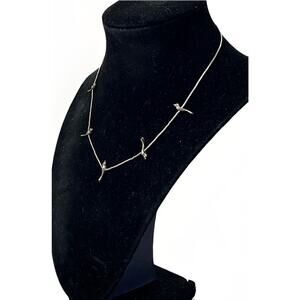 Vintage 925 Zuni Style Sterling Silver Fetish Birds Single Strand 15" Necklace